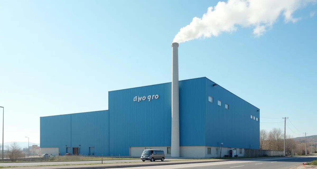 Impianto moderno di termovalorizzazione con alta ciminiera e rivestimento blu sotto la luce del giorno