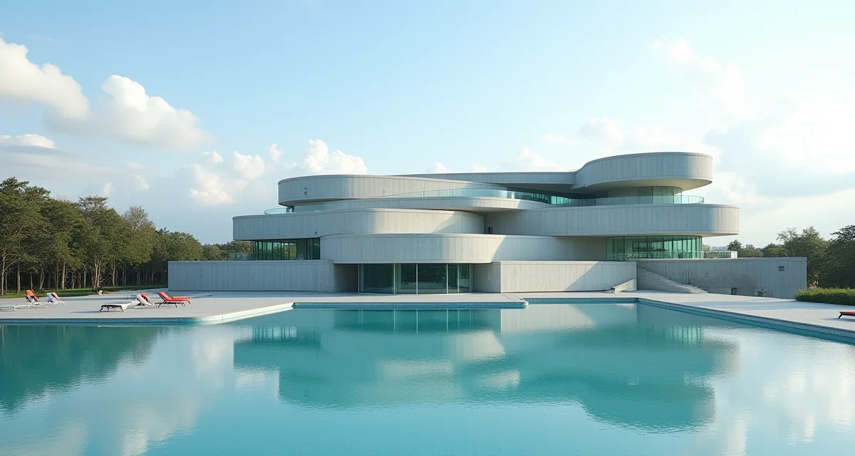 Museo MUSE di Trento con tetti a terrazza in vetro e vasche riflettenti