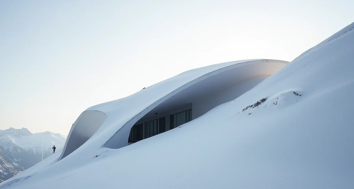 Museo delle montagne Messner di Zaha Hadid che emerge dalla vetta del Kronplatz nelle Dolomiti