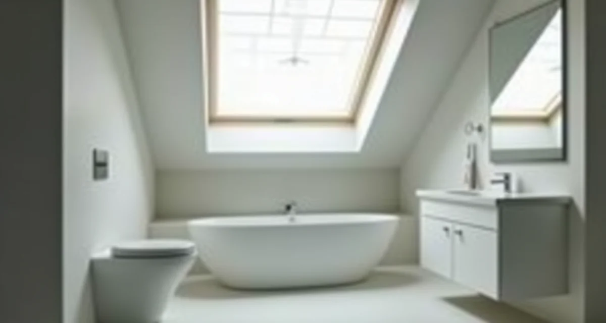 Finestra da tetto Velux che illumina un bagno sotto una copertura a falde inclinate