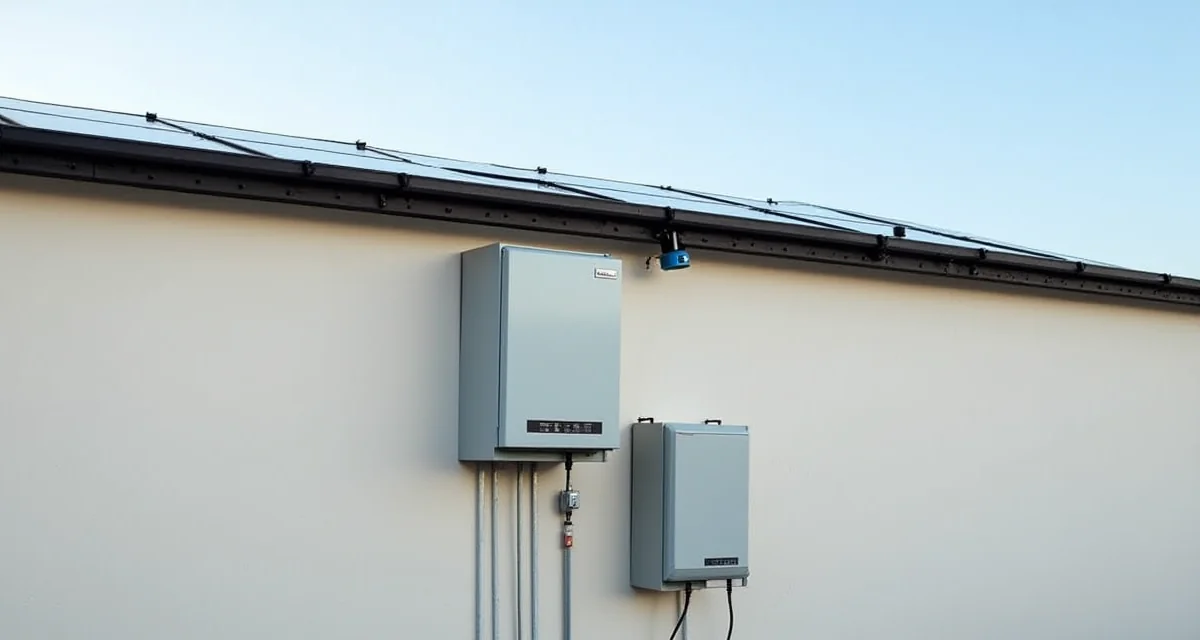 Impianto fotovoltaico sul tetto con nuovo inverter e quadro protezione installati a muro