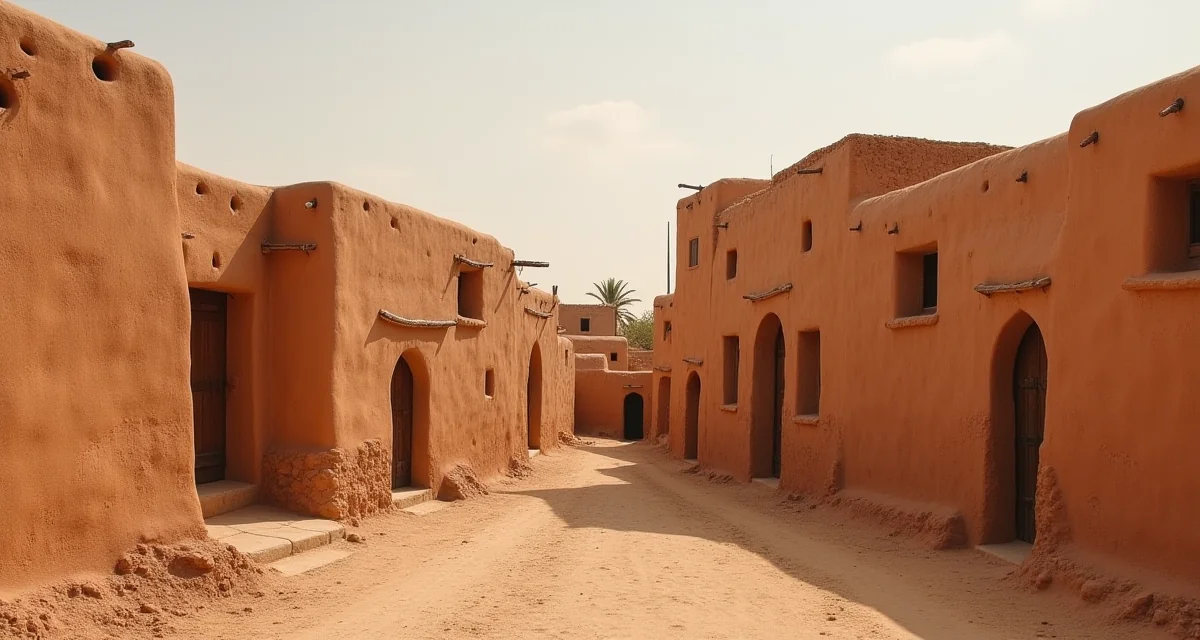 Muri in terra cruda e paglia con tonalità ocra tipici dell'architettura tradizionale marocchina