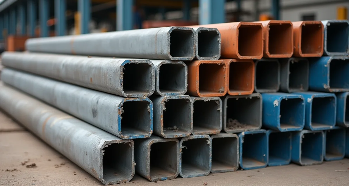 Travature in acciaio zincato affiancate da quelle verniciate nel cantiere di produzione per evidenziare i diversi rivestimenti protettivi