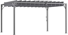 Outsunny Pergola Bioclimatica 4x3m Alluminio Lamelle Orientabili a Manovella UV 50+ Grigio